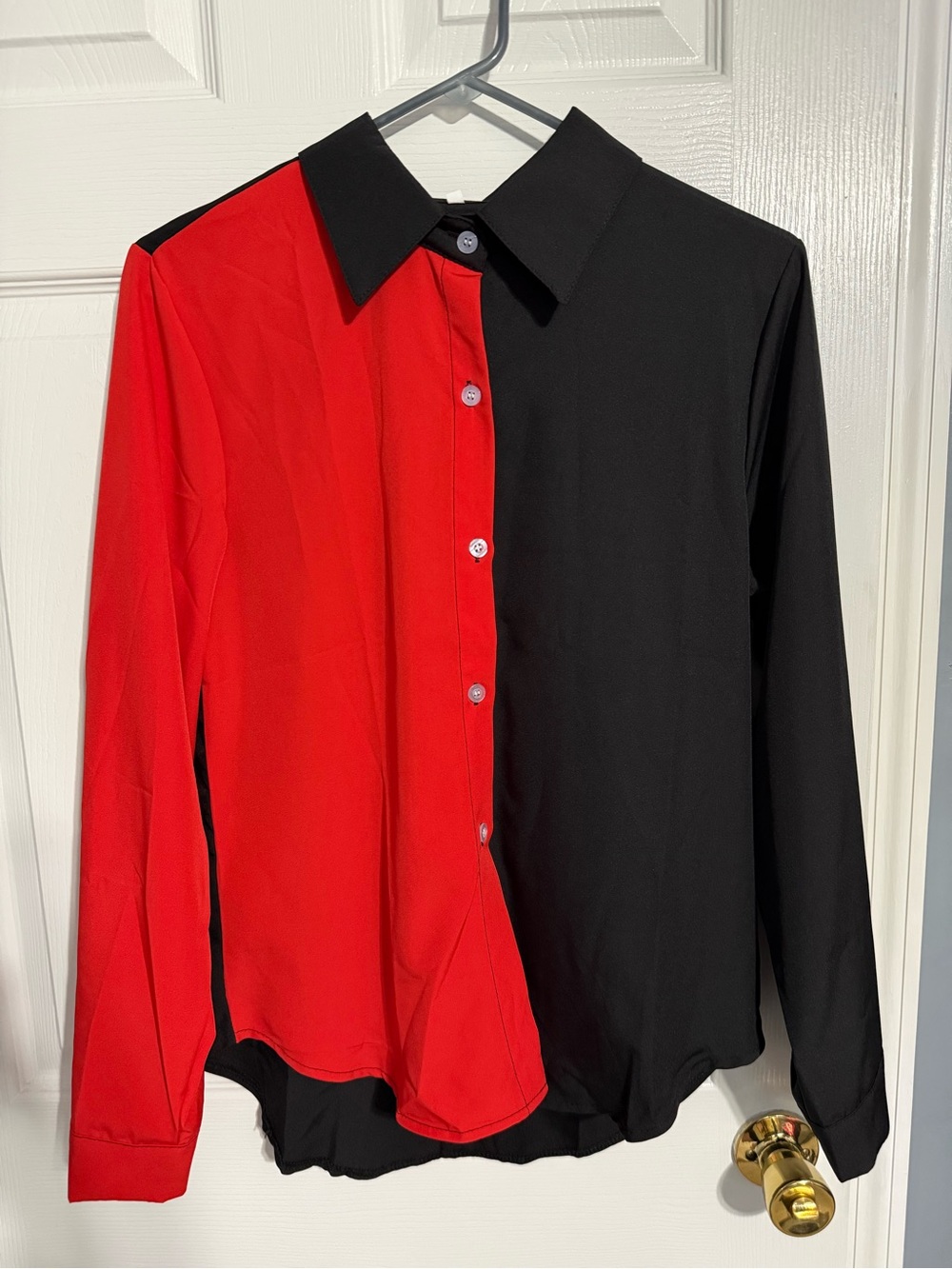 SHEIN Black and Red Button Down Shirt